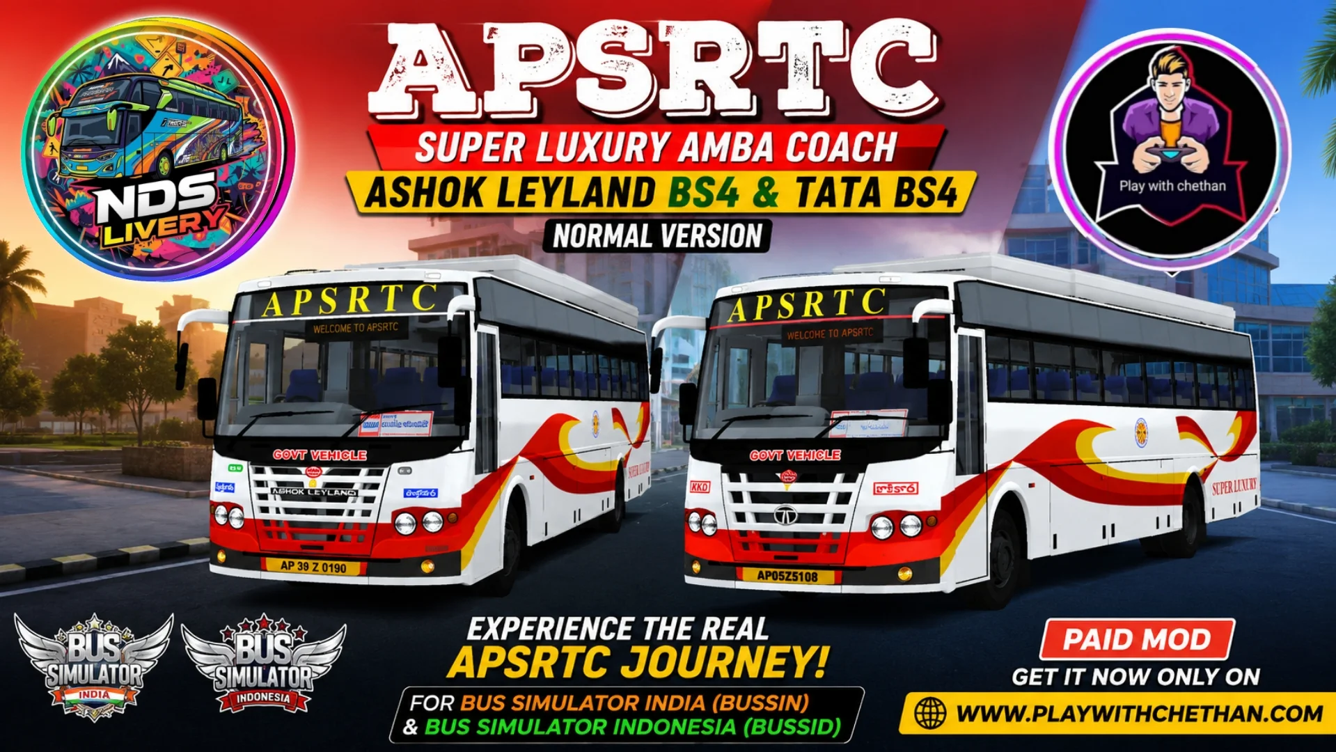 apsrtc super luxury amba coach bs4 normal bus mods for bussid & bussin